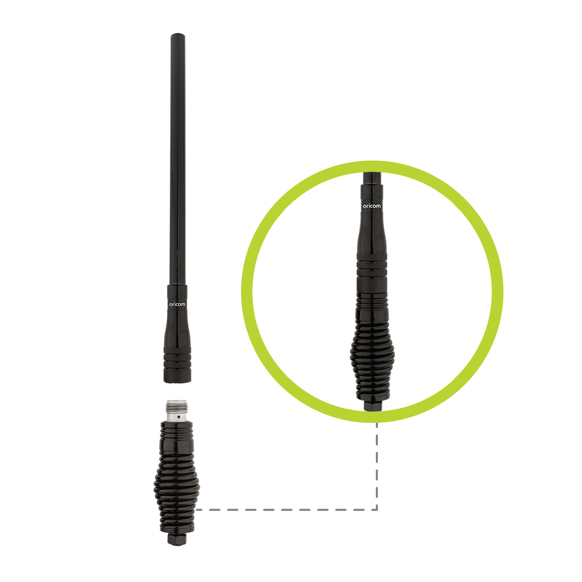 ANU913 3dBi UHF CB Antenna with Detachable Fibreglass Whip