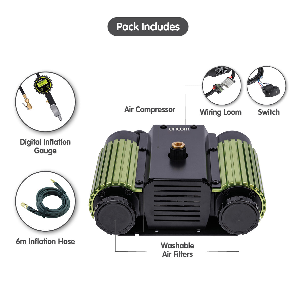 AIR40 Twin Cylinder Air Compressor + Inflation Kit