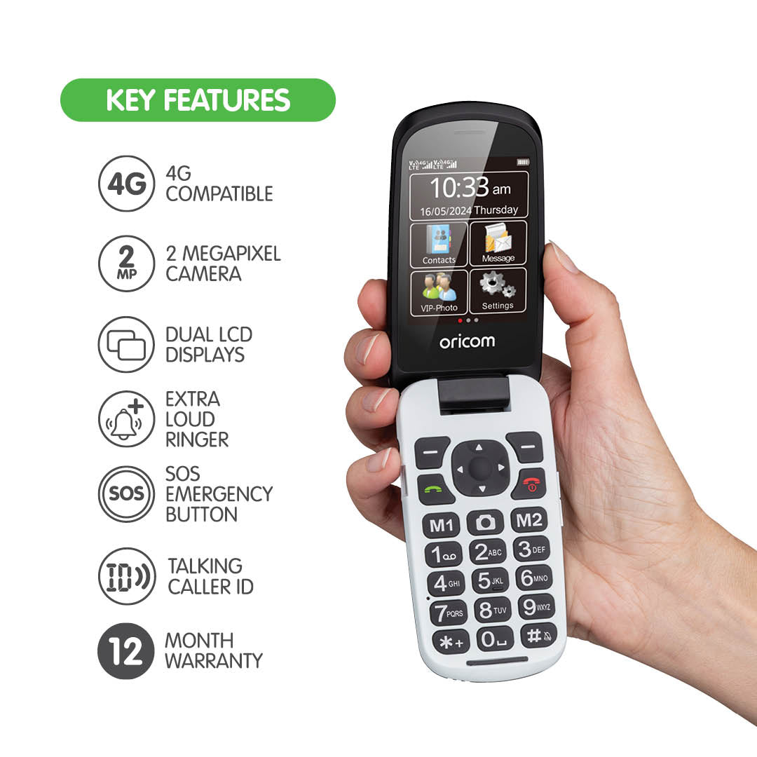EZY7510 Flip Mobile Phone with SOS Emergency Button