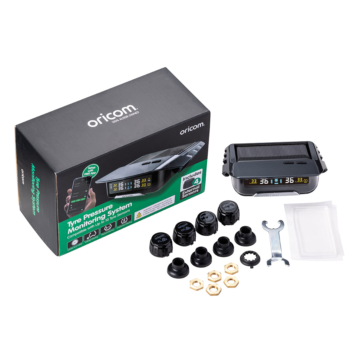 TPMS10-8E Tyre Pressure Monitoring System Incl. 8 External Sensors & APP Functionality