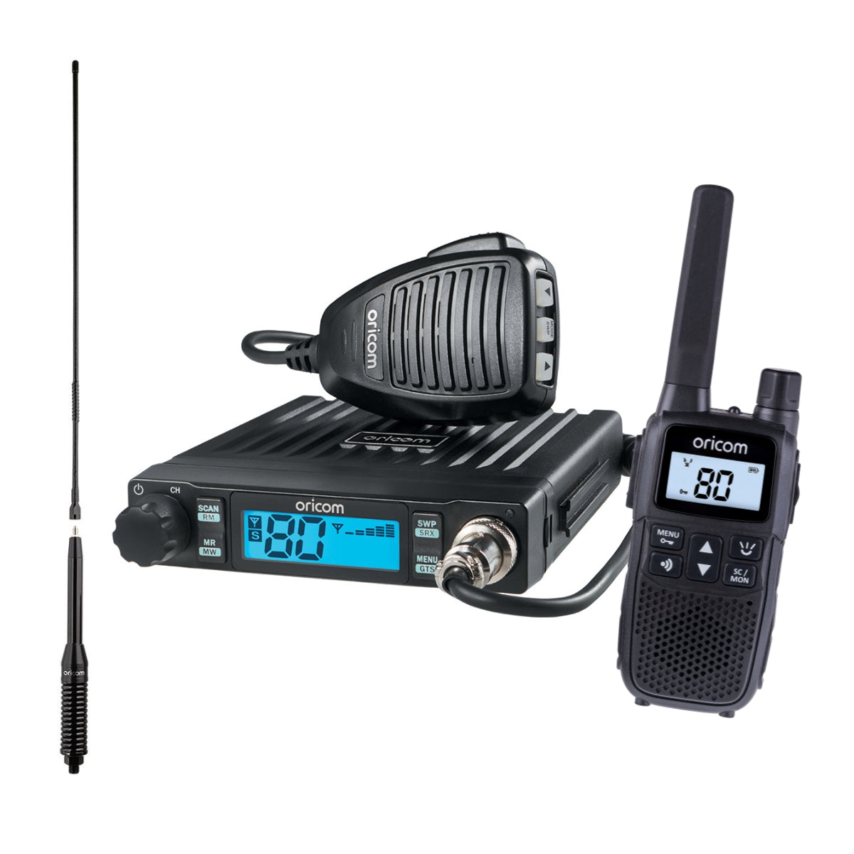 DTX4000AH - 5 Watt Dual Receive UHF CB Radio + 6.5dBi Antenna and 2 Watt Handheld Radio