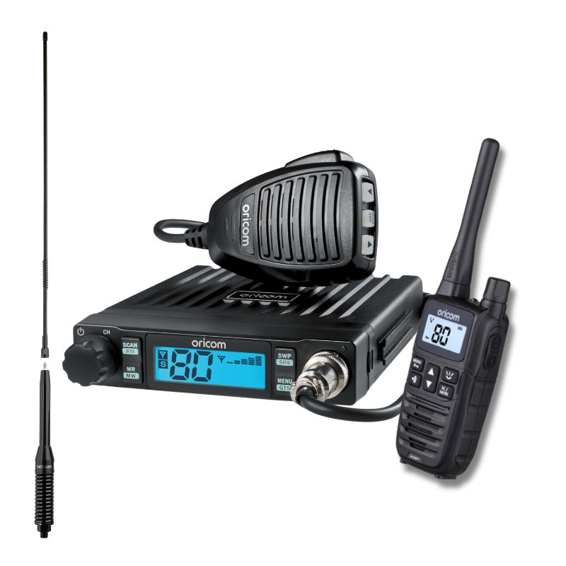 DTX4000AH - 5 Watt Dual Receive UHF CB Radio + 6.5dBi Antenna and 2 Watt Handheld Radio
