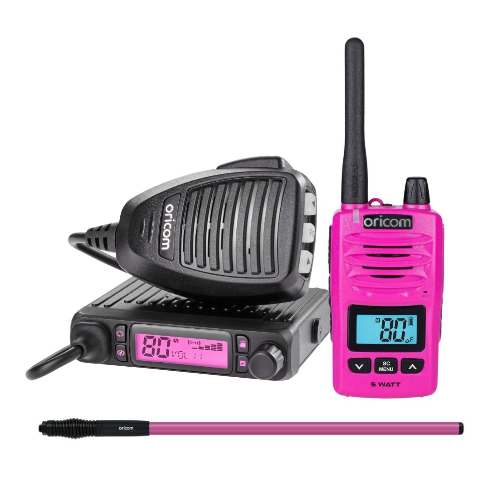Pink Cb DTX4300PNK IP54 Micro 5 watt UHF CB Radio Bundle Pack (Pink) – Oricom ...