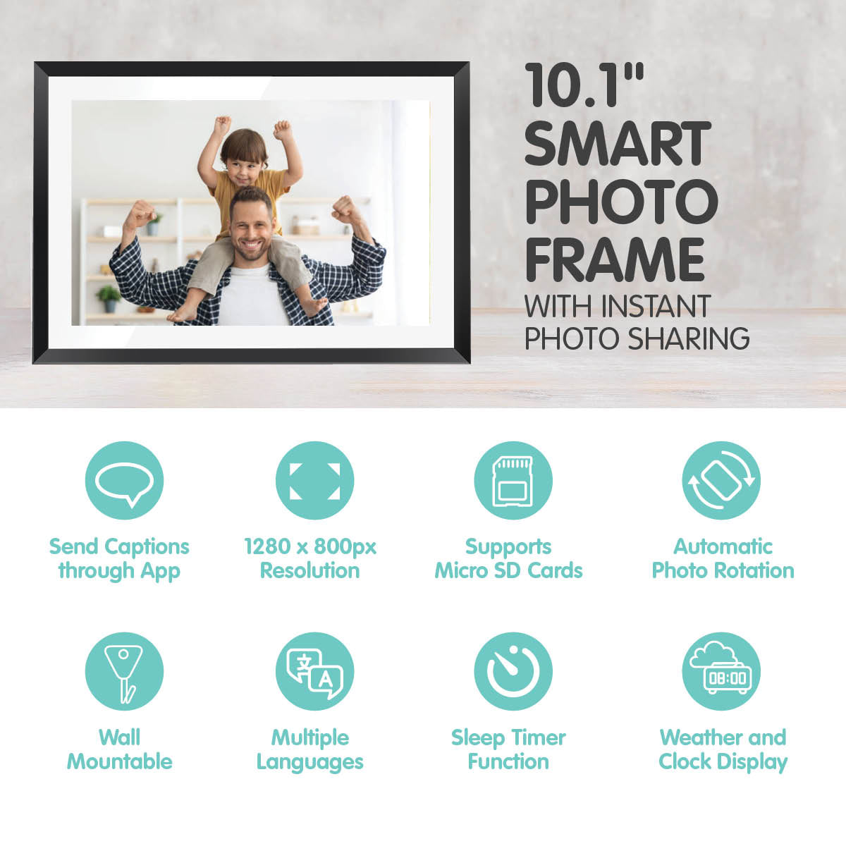 FRAME10BLK 10.1" Smart Photo Frame with Instant Photo Sharing