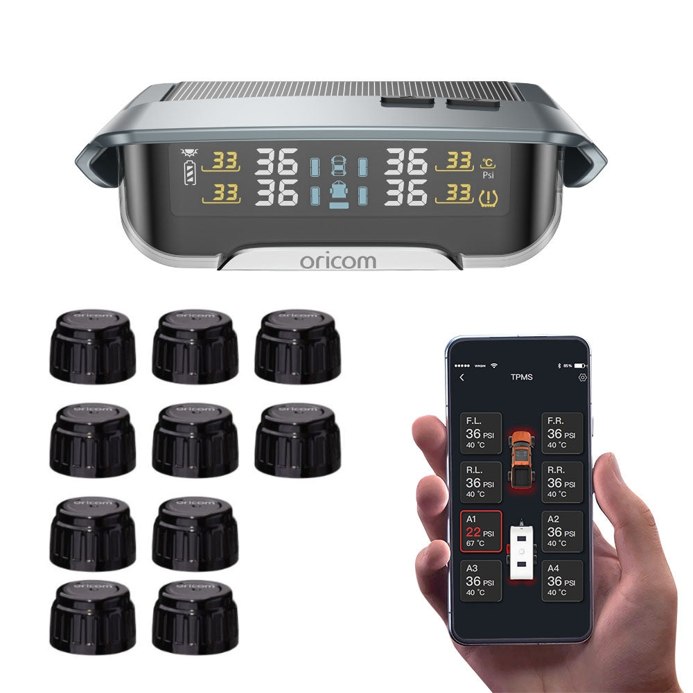 TPMS10-10E Tyre Pressure Monitoring System Incl. 10 External Sensors with APP Control Settings