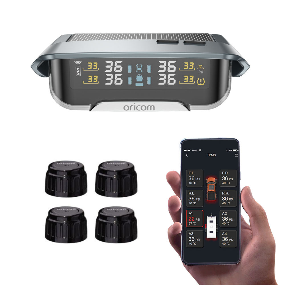 TPMS10-4E Tyre Pressure Monitoring System Incl. 4 External Sensors & APP Functionality