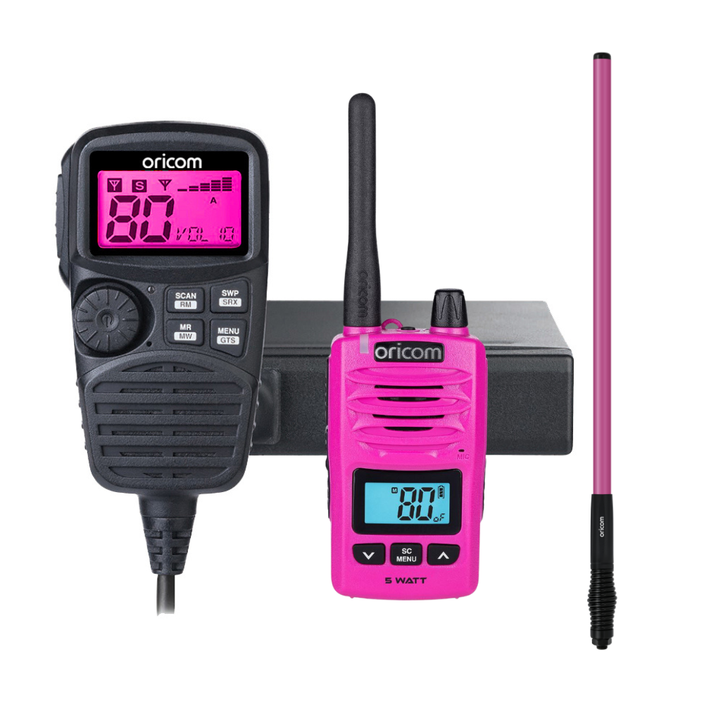 UHF350DRPNK Dual Receive UHF CB Radio Bundle Pack (Pink)